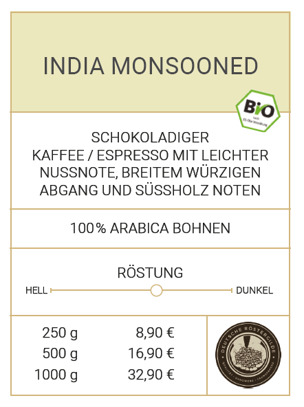 Espresso/Kaffee "India Monsooned BIO"