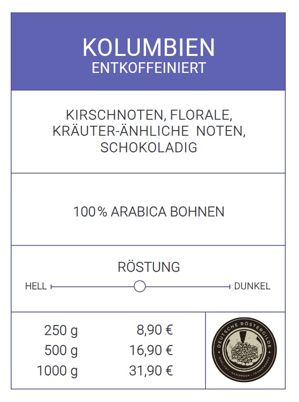 Kaffee "Kolumbien Decaf"