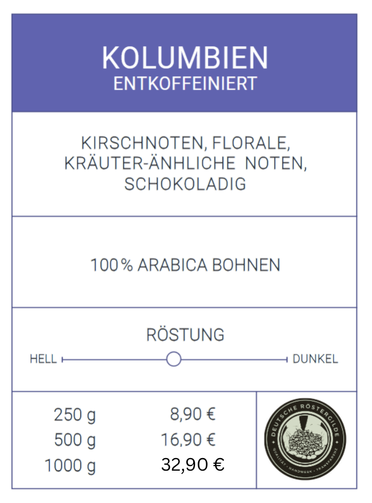 Kaffee "Kolumbien Decaf"